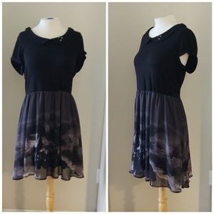 HT | Black Hogwarts Castle Peter Pan Collar Dress